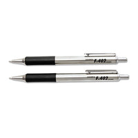 F-402 Retractable Ballpoint Pen, 0.7mm, Black Ink, Steel-black Barrel, 2-pack