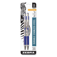 G-301 Gel Pen, Retractable, Medium 0.7 Mm, Blue Ink, Stainless Steel-blue Barrel, 2-pack