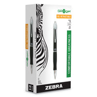 Gr8 Retractable Gel Pen, Medium 0.7mm, Black Ink, Black-silver Barrel, Dozen