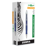 Gr8 Retractable Gel Pen, Medium 0.7mm, Blue Ink, Blue-silver Barrel, Dozen