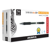 Sarasa Dry Gel X20 Retractable Gel Pen, Medium 0.7mm, Black Ink, Smoke Barrel, 36-pack