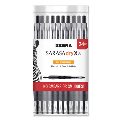 Sarasa Dry Gel X30 Retractable Pen, Medium 0.7 Mm, Black Ink, Black Barrel
