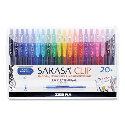 Sarasa Clip Gel Retractable, Fine 0.5 Mm, Assorted Ink-barrel, 20-set