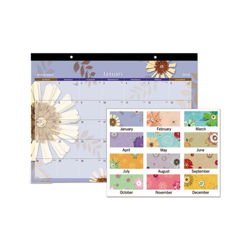 Paper Flowers Desk Pad, 22 X 17, 2021