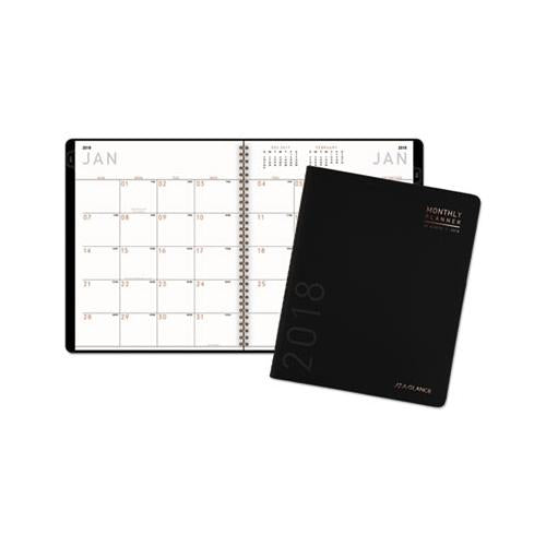 Contemporary Monthly Planner, Premium Paper, 11 X 9, Black Cover, 2021