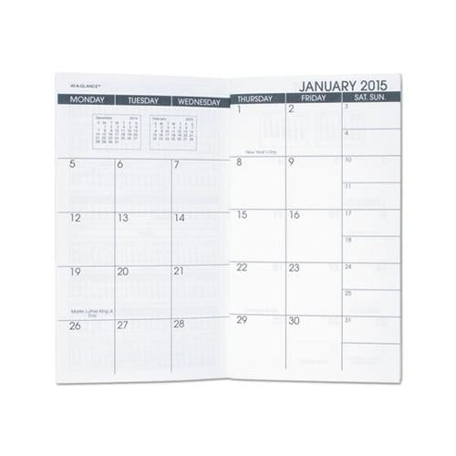 Pocket Size Monthly Planner Refill, 6 X 3.5, White, 2021-2022