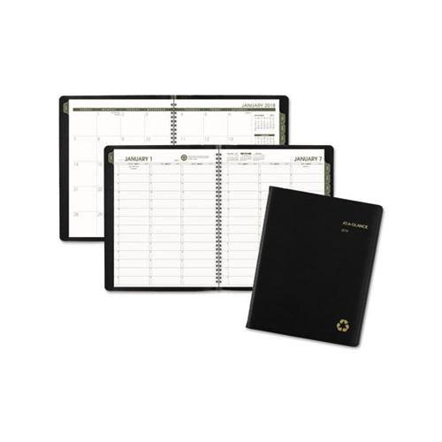 Recycled Weekly-monthly Classic Appointment Book, 11 X 8.25, Black, 2021