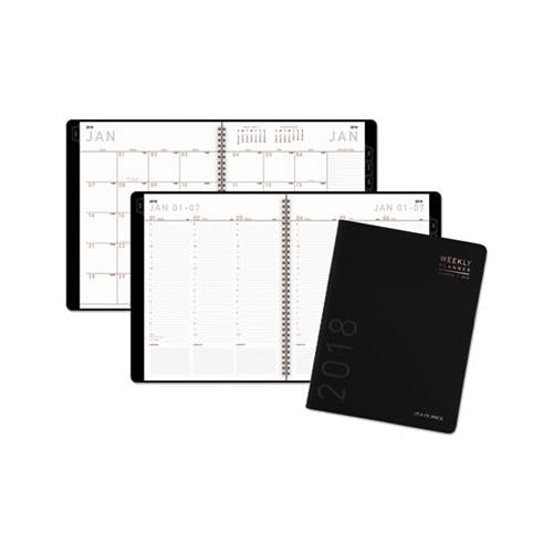 Contemporary Weekly-monthly Planner, Column, 11 X 8.25, Black Cover, 2021
