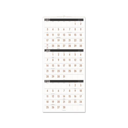 Contemporary Three-monthly Reference Wall Calendar, 12 X 27, 2020-2022