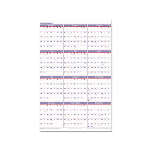 Yearly Wall Calendar, 24 X 36, 2021