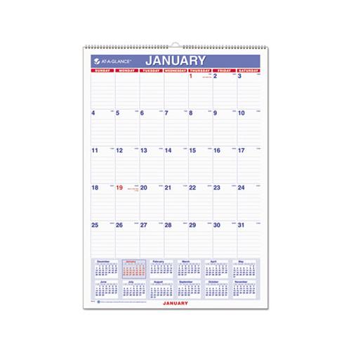 Monthly Wall Calendar With Ruled Daily Blocks, 12 X 17, White, 2021