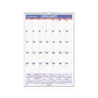 Monthly Wall Calendar With Ruled Daily Blocks, 15.5 X 22.75, White, 2021