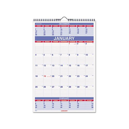 Three-month Wall Calendar, 15.5 X 22.75, 2021