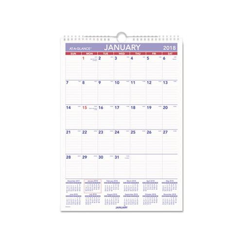 Erasable Wall Calendar, 12 X 17, White, 2021