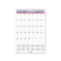 Erasable Wall Calendar, 15.5 X 22.75, White, 2021