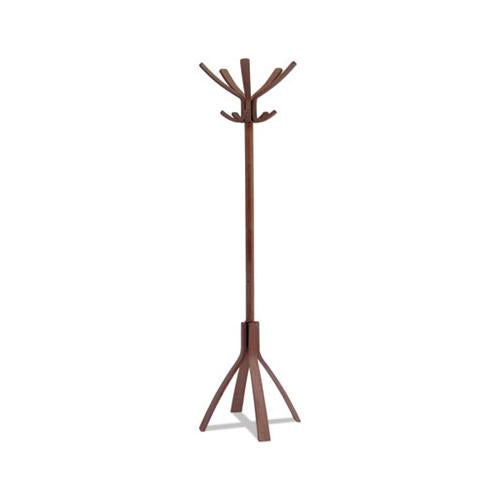 Café Wood Coat Stand, Ten Peg-five Hook, 21.67w X 21.67d X 69.33h, Espresso Brown