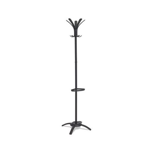 Cleo Coat Stand, Stand Alone Rack, Ten Knobs, Steel-plastic, 19.75w X 19.75d X 68.9h, Black