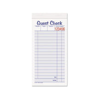 Guest Check Unit Set, Carbonless Duplicate, 6 7-8 X 3 3-8, 50 Forms, 10-pack