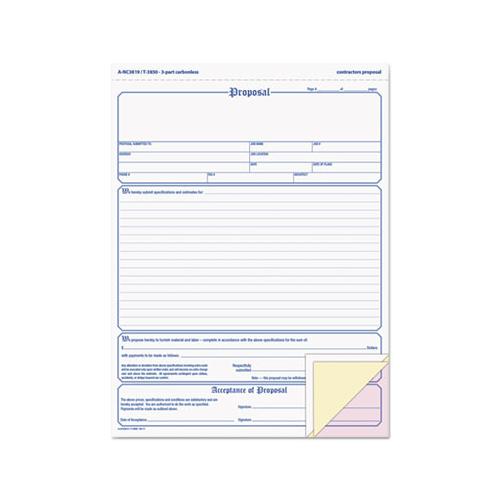 Contractor Proposal Form, 3-part Carbonless, 8 1-2 X 11 7-16, 50 Forms