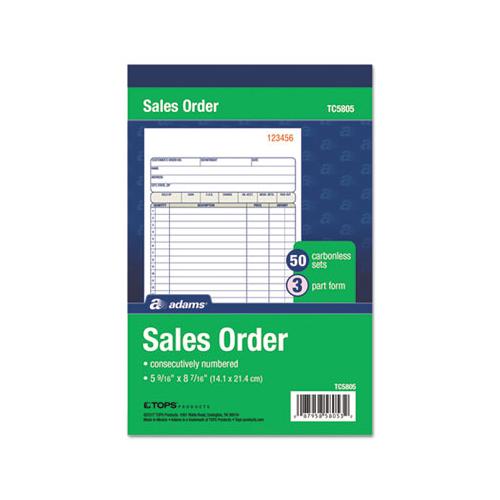 Tops Sales-order Book, 7 15-16 X 5 9-16, 3-part Carbonless, 50 Sets-book