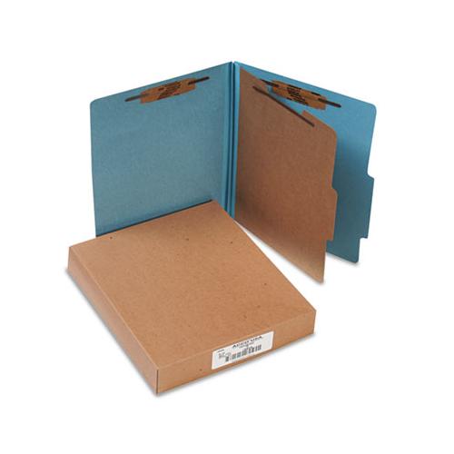 Pressboard Classification Folders, 1 Divider, Letter Size, Sky Blue, 10-box