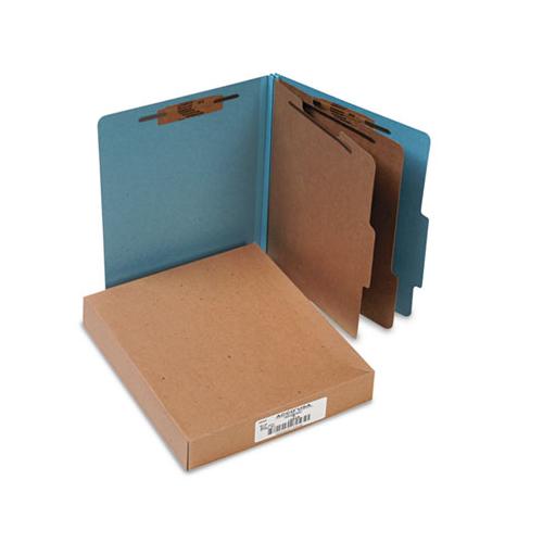 Pressboard Classification Folders, 2 Dividers, Letter Size, Sky Blue, 10-box