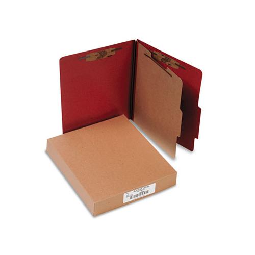 Pressboard Classification Folders, 1 Divider, Letter Size, Earth Red, 10-box