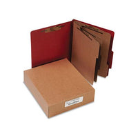 Pressboard Classification Folders, 3 Dividers, Letter Size, Earth Red, 10-box