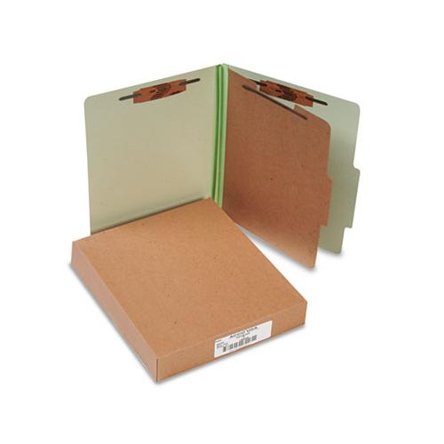 Pressboard Classification Folders, 1 Divider, Letter Size, Leaf Green, 10-box