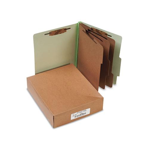 Pressboard Classification Folders, 3 Dividers, Letter Size, Leaf Green, 10-box