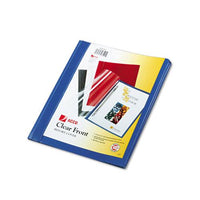 Vinyl Report Cover, Prong Clip, Letter, 1-2" Capacity, Clear Cover-blue Back
