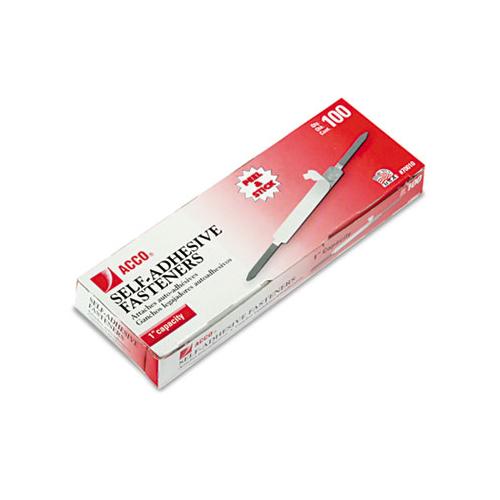 Self-adhesive Paper Fasteners, 1" Capacity, 2.75" Center To Center, Silver, 100-box