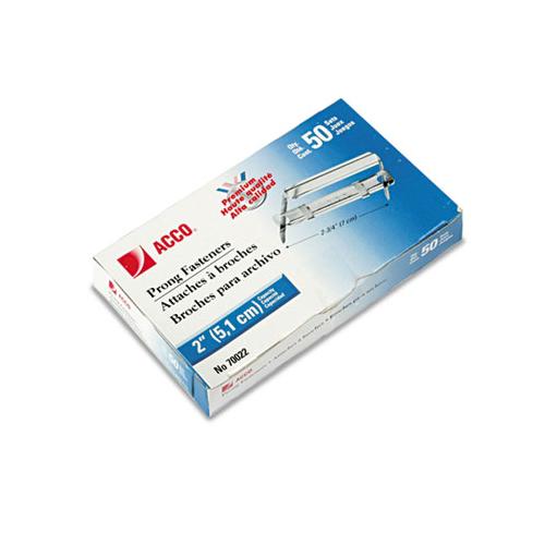 Premium Two-piece Paper Fasteners, 2" Capacity, 2.75" Center To Center, Silver, 50-box