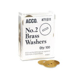 Washers For Two-prong Fasteners, #2, 1.25" Diameter, Brass, 100-box