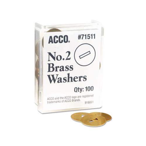 Washers For Two-prong Fasteners, #2, 1.25" Diameter, Brass, 100-box