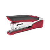 Inpower Spring-powered Premium Desktop Stapler, 28-sheet Capacity, Red-silver