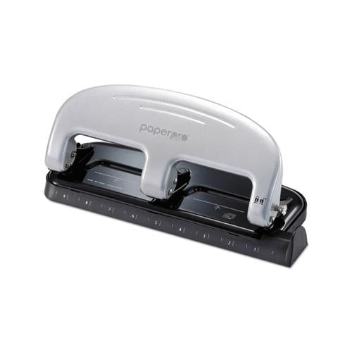 Ez Squeeze Three-hole Punch, 20-sheet Capacity, Black-silver