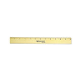 Flat Wood Ruler W-two Double Brass Edges, 12", Clear Lacquer Finish