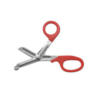 Stainless Steel Office Snips, 7" Long, 1.75" Cut Length, Red Offset Handle