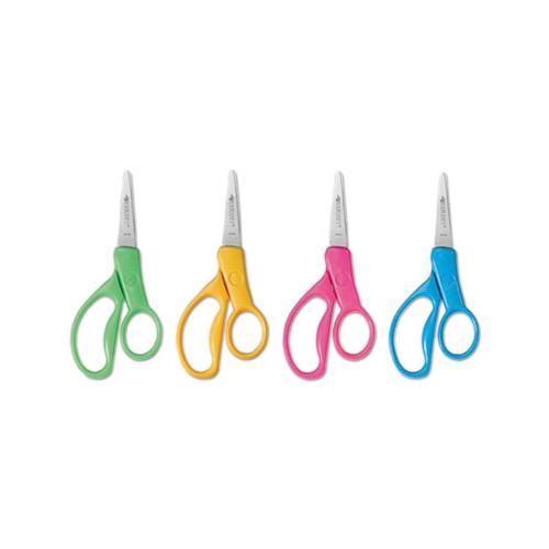 For Kids Scissors, Pointed Tip, 5" Long, 1.75" Cut Length, Randomly Assorted Straight Handles