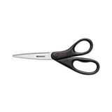 Design Line Straight Stainless Steel Scissors, 8" Long, 3.13" Cut Length, Black Straight Handle