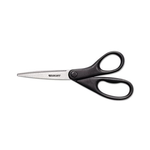 Design Line Straight Stainless Steel Scissors, 8" Long, 3.13" Cut Length, Black Straight Handle