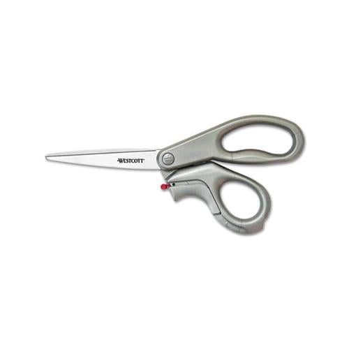 E-z Open Box Opener Stainless Steel Shears, 8" Long, 3.25" Cut Length, Gray Offset Handle