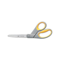 Titanium Bonded Scissors, 8" Long, 3.5" Cut Length, Gray-yellow Offset Handle