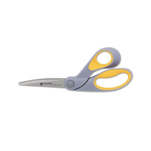 Extremedge Titanium Bent Scissors, 9" Long, 4.5" Cut Length, Gray-yellow Offset Handle