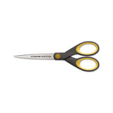 Non-stick Titanium Bonded Scissors, 7" Long, 3" Cut Length, Gray-yellow Straight Handle