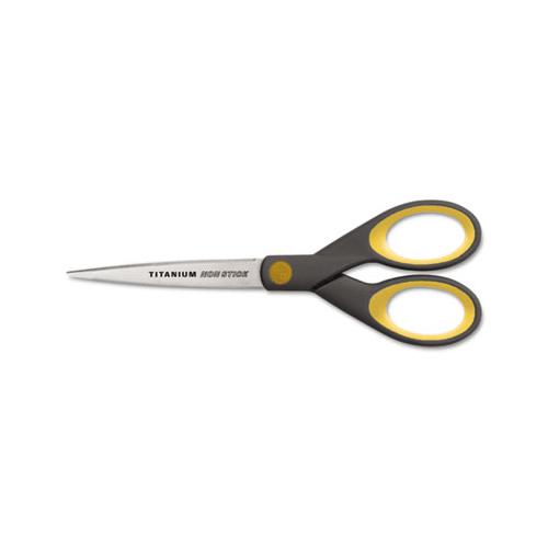Non-stick Titanium Bonded Scissors, 7" Long, 3" Cut Length, Gray-yellow Straight Handle