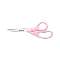 All Purpose Pink Ribbon Scissors, 8" Long, 3.5" Cut Length, Pink Straight Handle