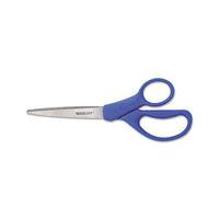 Preferred Line Stainless Steel Scissors, 8" Long, 3.5" Cut Length, Blue Straight Handles, 2-pack