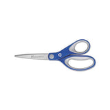 Kleenearth Soft Handle Scissors, 8" Long, 3.25" Cut Length, Blue-gray Straight Handle